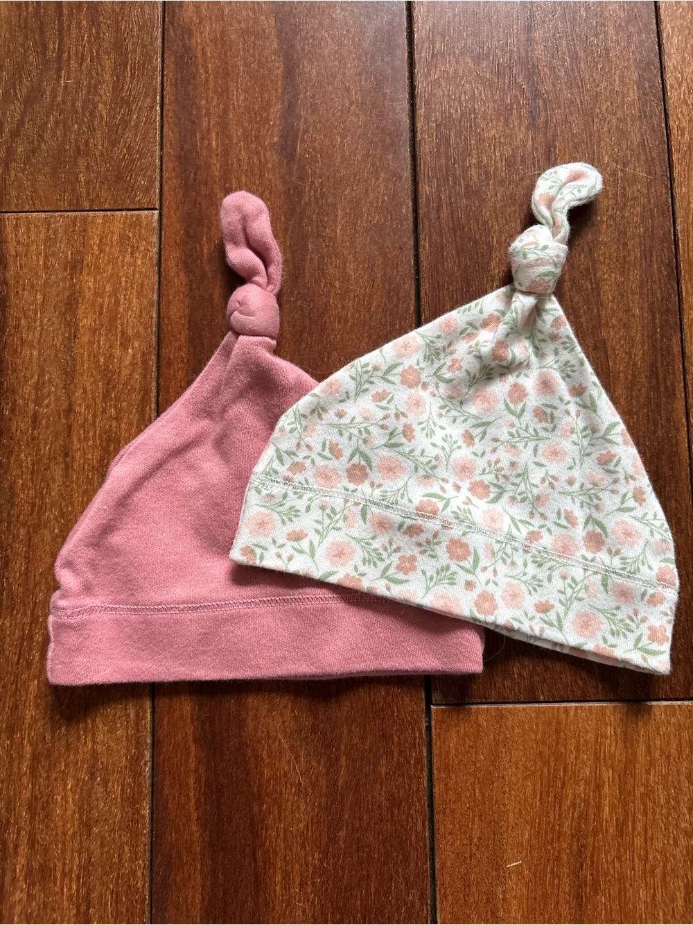 Petit Lem Pink Knot Hat Set with Floral Print